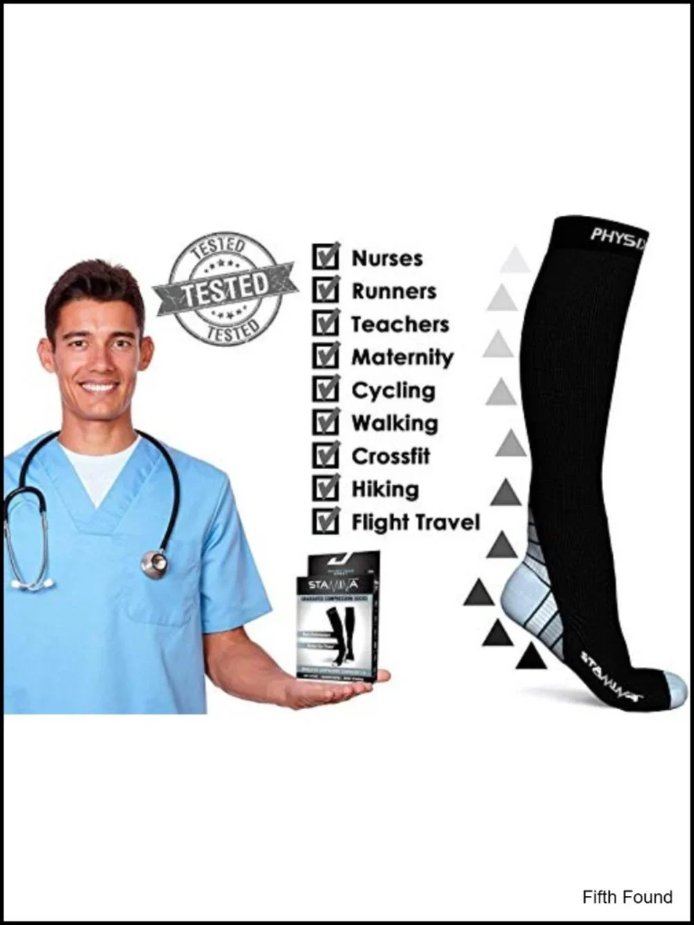 Compression Socks 20-30 mmHg for Men & Women Athletic Running Nurse Travel